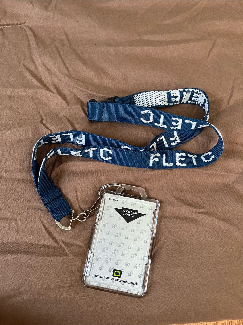 FLETC Navy Blue Woven Lanyard with Clear Badge Holder